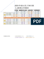 Horario para El Uso de Laboratorio: Lunes Martes Miércoles Jueves Viernes