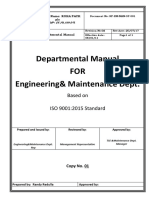 Departmental Manual FOR Engineering& Maintenance Dept.: Based On ISO 9001:2015 Standard