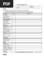 RSAW SkillCheck Driver Assessment Form Printable