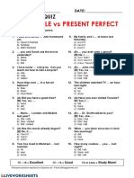 Past Simple Vs Present Perfect: Grammar Quiz