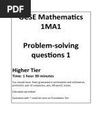 GCSE Mathematics 1MA1 Problem-Solving Questions 1: Higher Tier