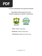 "Año Del Fortalecimiento de La Soberanía Nacional" Universidad Nacional Agraria de La Selva Facultad de Ingeniería en Industrias Alimentarias