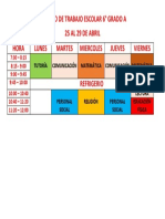 Horario de Trabajo Escolar 6° Grado A 25 Al 29 de Abril Hora Lunes Martes Miercoles Jueves Viernes