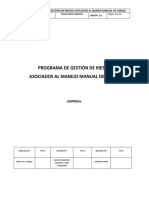 Modelo Tipo Programa de Gestion Manejo Manual de Cargas