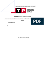 Primer Avance Trabajo Final: "Año Del Fortalecimiento de La Soberanía Nacional"