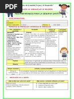 "Año de La Unidad, La Paz y El Desarrollo": Sesión de Aprendizaje de Religión