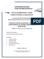 Plan y Programa de Auditoria de Cumplimiento - Municipalidad Disitrital de Catac