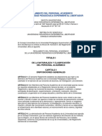 Reglamento Del Personal Académico de La Universidad Pedagógica Experimental Libertador