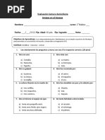 Evaluación Lectura Domiciliaria Amigos en El Bosque Nombre: - Curso: 2° Básico - Fecha: - / - /2022 Pje. Ideal: 42 Pts. Pje. Logrado: - Nota