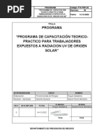 Programa de Capacitacion Teorico Practico para Trabajadores Expuestos A Radicion Uv de Origen Solar Ingesan