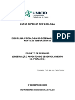 Curso Superior de Psicologia: 2° Semestre de 2019 Universidade Cidade de São Paulo