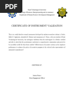 Certificate of Instrument Validation