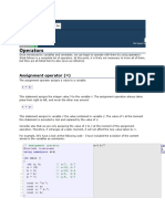 Operators: Assignment Operator ( )