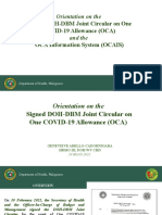 Signed DOH-DBM Joint Circular On One COVID-19 Allowance (OCA) OCA Information System (OCAIS)