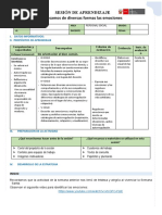 Sesión de Aprendizaje Expresamos de Diversas Formas Las Emociones