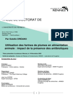 Thèse DE Doctorat DE: Utilisation Des Farines de Plumes en Alimentation Animale: Impact de La Présence Des Antibiotiques