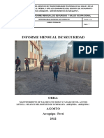 Informe Mensual de Seguridad: Obra: Agosto Arequipa - Perú 2022