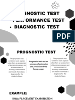 Prognostic Test Performance Test Diagnostic Test