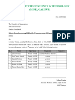 Model Institute of Science & Technology (Mist), Gazipur: SL Name Department Designation Signature