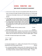 Kisii School Form Two 2022: September Holiday Mathematics Assignment