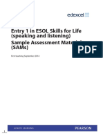 Entry 1 in ESOL Skills For Life (Speaking and Listening) Sample Assessment Materials (SAMs)