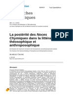 La Postérité Des Noces Chymiques Dans La Littérature Théosophique Et Anthroposophique