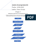 Fundamentos de Programación: Fecha: 16/04/2023 Nombre: Peter Orrala Grupo 3