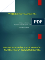 "Nutrientes Y Alimentos.: Cátedra: Nutrición. Profesora Mgter. Acosta Katherine