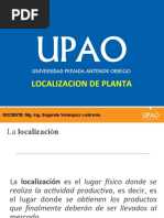 Localizacion de Planta: DOCENTE: Mg. Ing. Segundo Velásquez Contreras