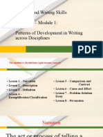 Reading and Writing Skills Quarter 3 - Module 1: Patterns of Development in Writing Across Disciplines