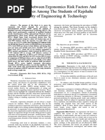 Association Between Ergonomics Risk Factors and RULA Scores Among The Students of Rajshahi University of Engineering & Technology