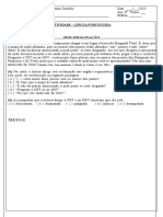 NOTA: - Atividade - Língua Portuguesa: (Cláudia Costa. Sem Sinalização. O Estado de S.Paulo, 31 Out. 2004.)