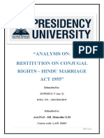 Analysis On: Restitution On Conjugal Rights - Hindu Marriage ACT 1955