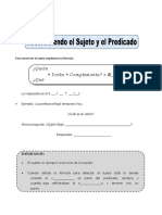 Ficha Ejercicios de Sujeto y Predicado para Quinto de Primaria