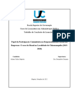 Escola Superior de Governação Curso de Licenciatura em Administração Pública Trabalho de Conclusão Da Licenciatura