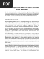 Derecho de Separación Ad Nutum de Los Socios de Clubes Deportivos