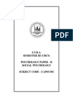 S.Y.B.A. Semester Iii (CBCS) Psychology Paper - Ii Social Psychology Subject Code: Uapsy301