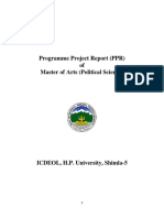 Programme Project Report (PPR) of Master of Arts (Political Science)