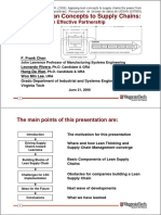 Applying Lean Concepts To Supply Chains:: The Power From Effective Partnership