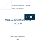 Manual de Convivencia Escolar: Institución Educativa Mariano J. Villegas DANE: 105467000019