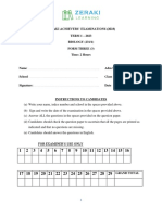 Biology - Biology Form 3 - Marking Scheme