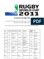 German Rugby World Cup Television Schedule