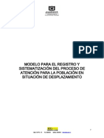 Modelo para El Registro Y Sistematización Del Proceso de Atención para La Población en Situación de Desplazamiento