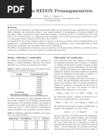 Volumetría REDOX Permanganometría: Datos, Cálculos y Resultados Discusión de Resultados