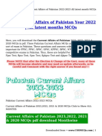 Current Affairs of Pakistan Year 2022 - All Latest Months Mcqs