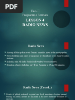 Unit-II Programme Formats: Lesson 4 Radio News