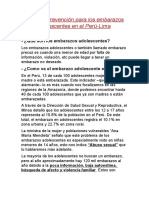 Causa y Prevención para Los Embarazos Adolescentes en El Perú-Lima