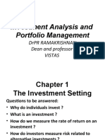 Investment Analysis and Portfolio Management: DRPR Ramakrishnan Dean and Professor Vistas