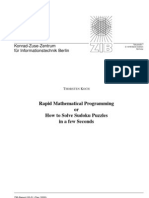 Rapid Mathematical Programming or How To Solve Sudoku Puzzles in A Few Seconds