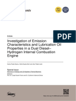 Investigación de Las Características de Emisión y Las Propiedades Del Aceite de Lubricación en Un Motor de Combustión Interna Dual Diésel-Hidrógeno